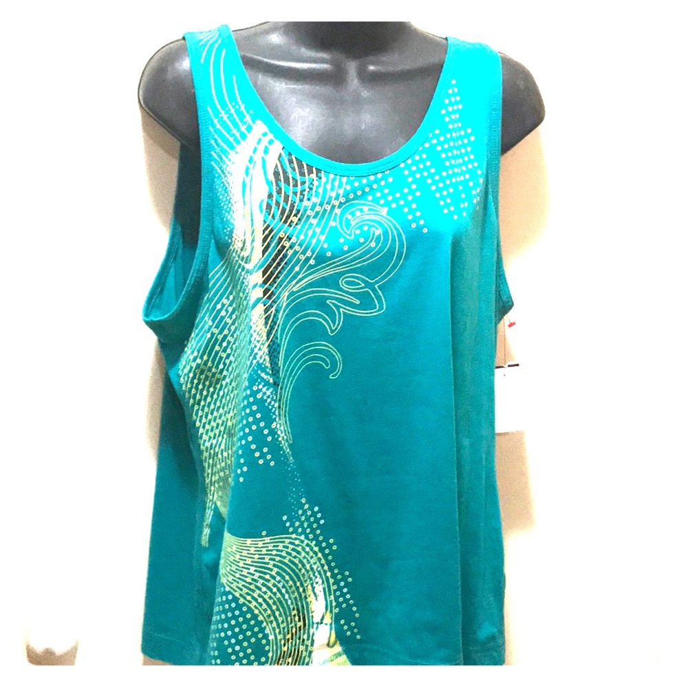 Tech gear workout top in teal XL graphic cotton Y2k